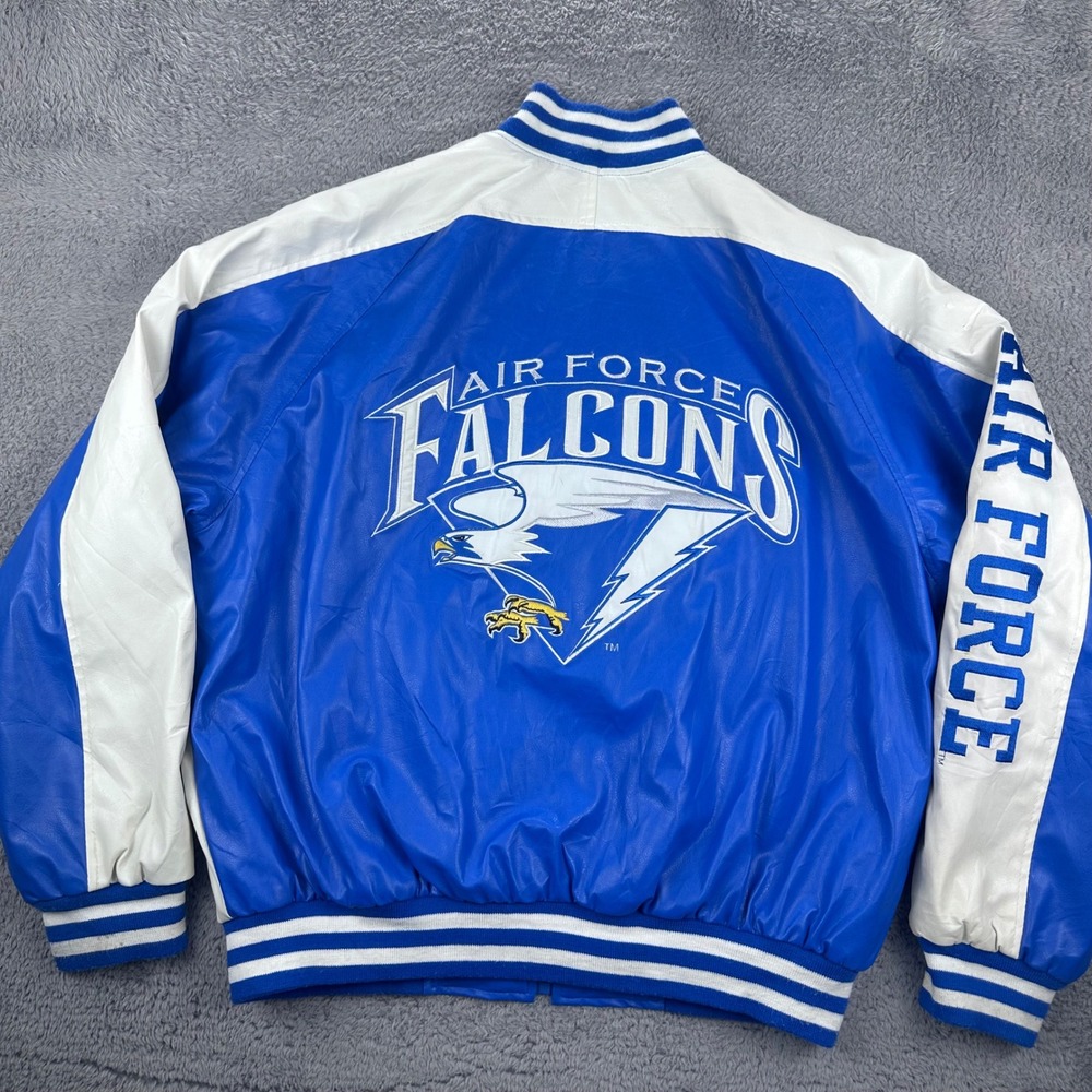 Steve & Barrys Air Force Falcons Varsity Jacket Mens M Blue‎ Faux Leather Bomber - Picture 11 of 12